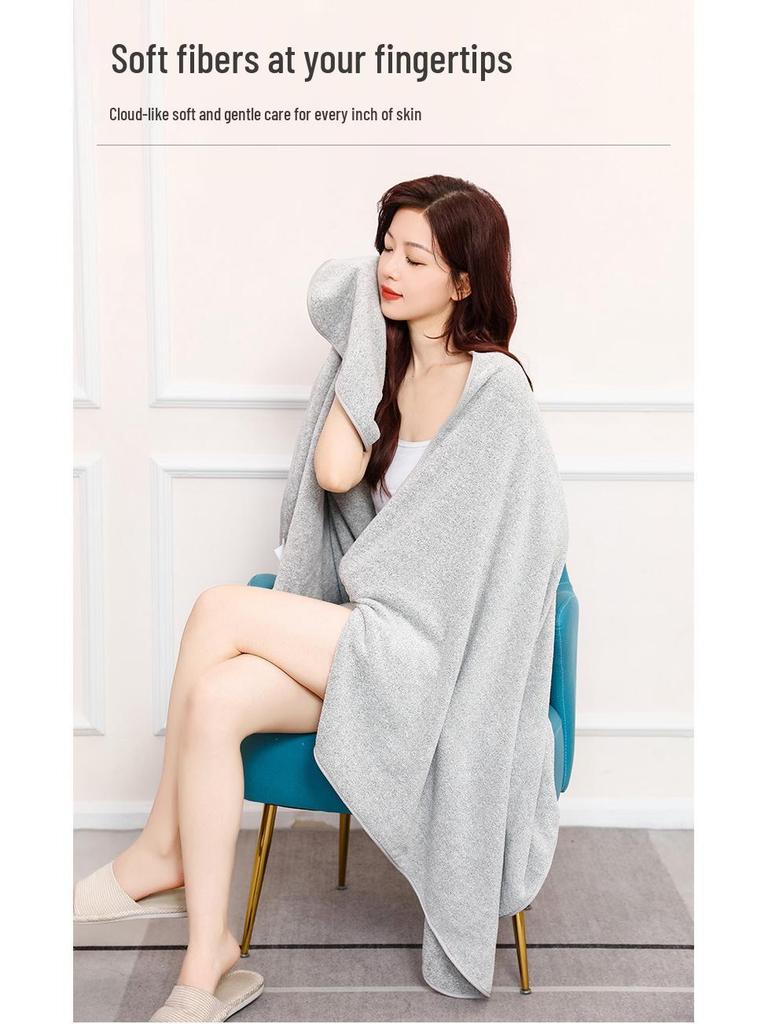 Bamboo Charcoal Quick-Dry Bath Towel - Large, Thick, Soft, Absorbent, No-Shed, Plain Color Wrap