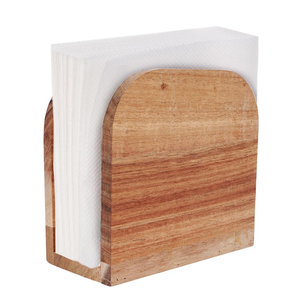 Wooden Upright Napkin Holder Decorative Vertical Paper Napkin Dispenser Ergonomic Standing Tissue Storage Dispenser for Dining