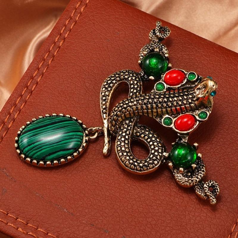 Fashionable Indian Snake Enamel Lapel Pin with Dripping Oil Designs Contrast Accessory for Party Supplies Costumes