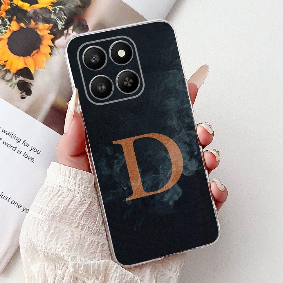 Clear For Honor 400Smart 5G LGN-NX1 Case For Honor 400 Smart Cover Luxury A-Z Letters Fashion Flowers Crown Soft Bumper Casing