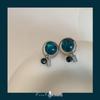 "Venice Lake Water" Cat's Eye Retro Stud Earrings – Mosquito Coil Ear Clips for Women, No Piercings Needed