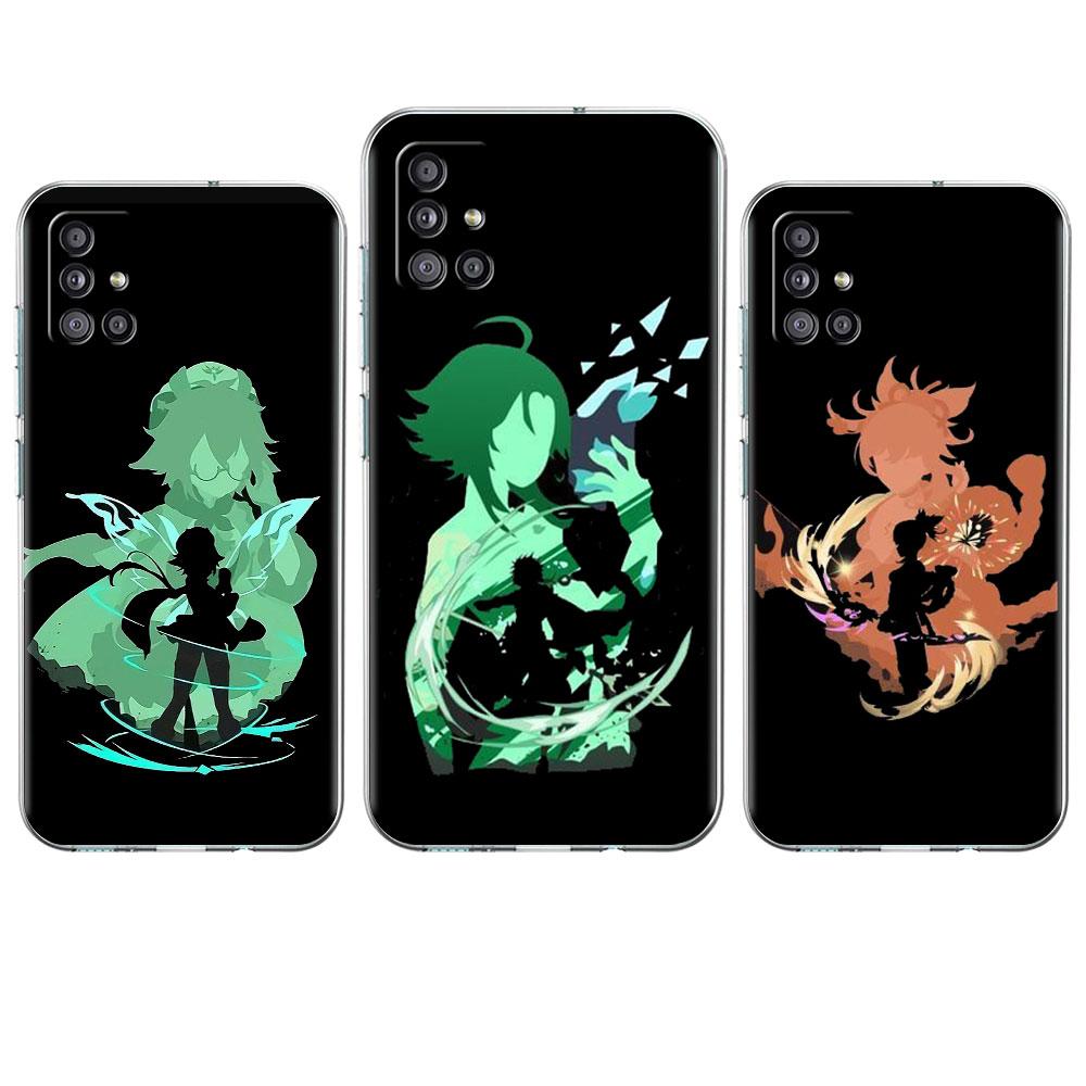 Transparente Hülle für Samsung Galaxy A52 A12 A51 A32 A21s A71 A32 A22 50 A70 A31 A72 5G Handyhülle Anime Genshin Impact