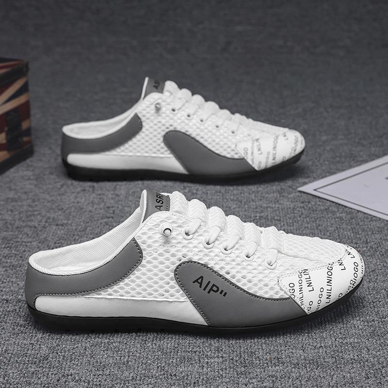 

Baotou drag men s 2025 new summer breathable mesh casual retro British one-pedal men without heel and half drag 44