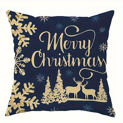 Home Decor Merry Christmas and Happy Holidays Pillows Pattern Cushion Cover Suitable for Sofa Bedroom Car Pillow Cover