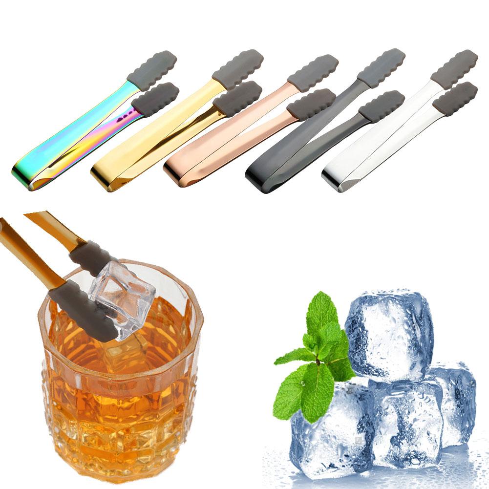 Steel Ice Tong Cube Clips With Silicone Antislip Dessert Sugar Head Barbecue For Kitc R0O9
