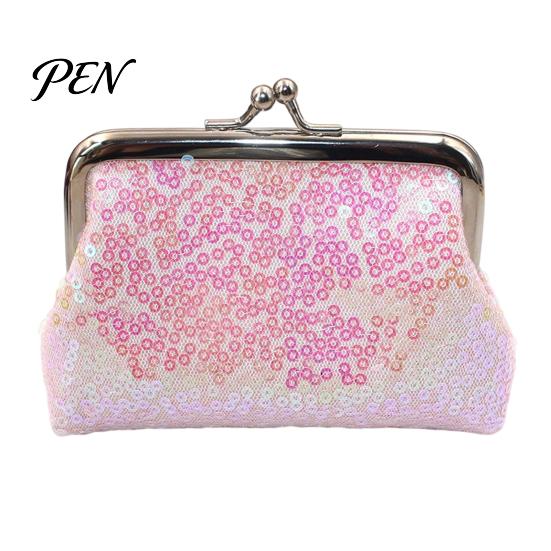 Metal Hinge Coin Case Women Purse, with And Kiss-lock Design, Lightweight Portable Purse Mini Wallet, Sequined Glitter Vintage Pouch for Coins
