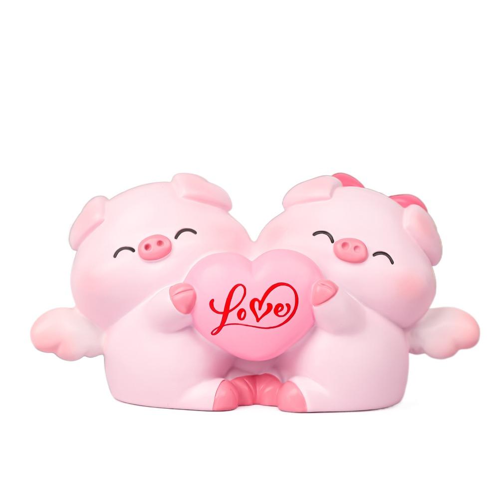 Cartoon Pig Statue Cute Miniatures Figurine Cake Decoration Couple Piggy Ornament  Home