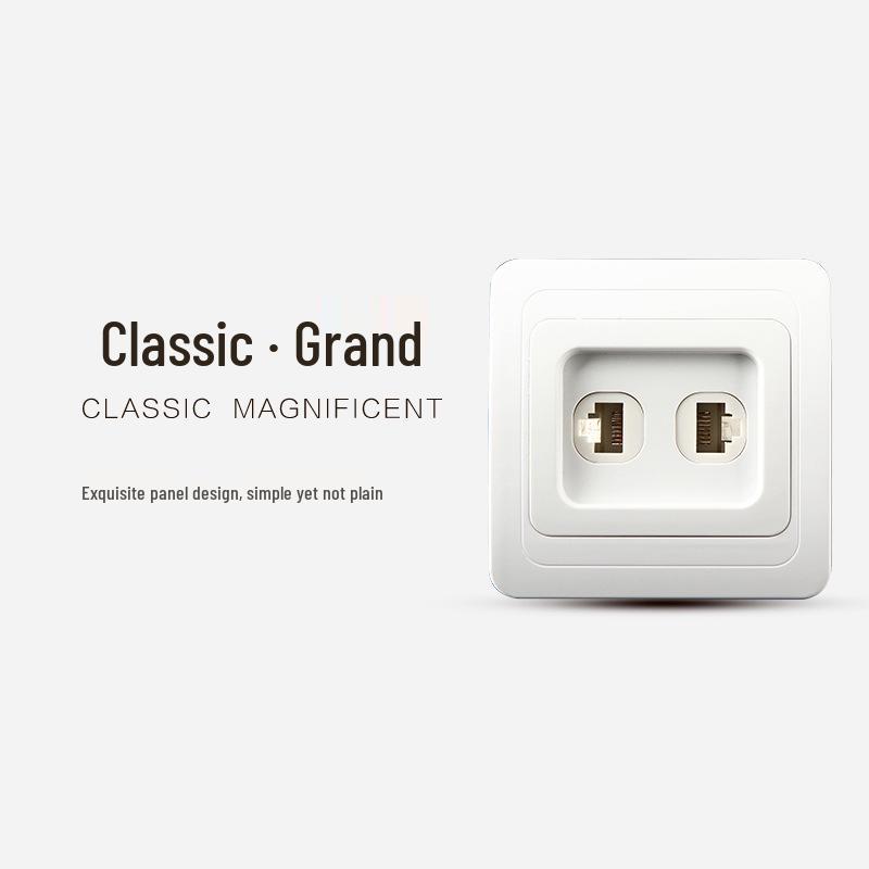 European Style Dual Socket: Two-Gang Telephone & Computer ABS Wall Panel