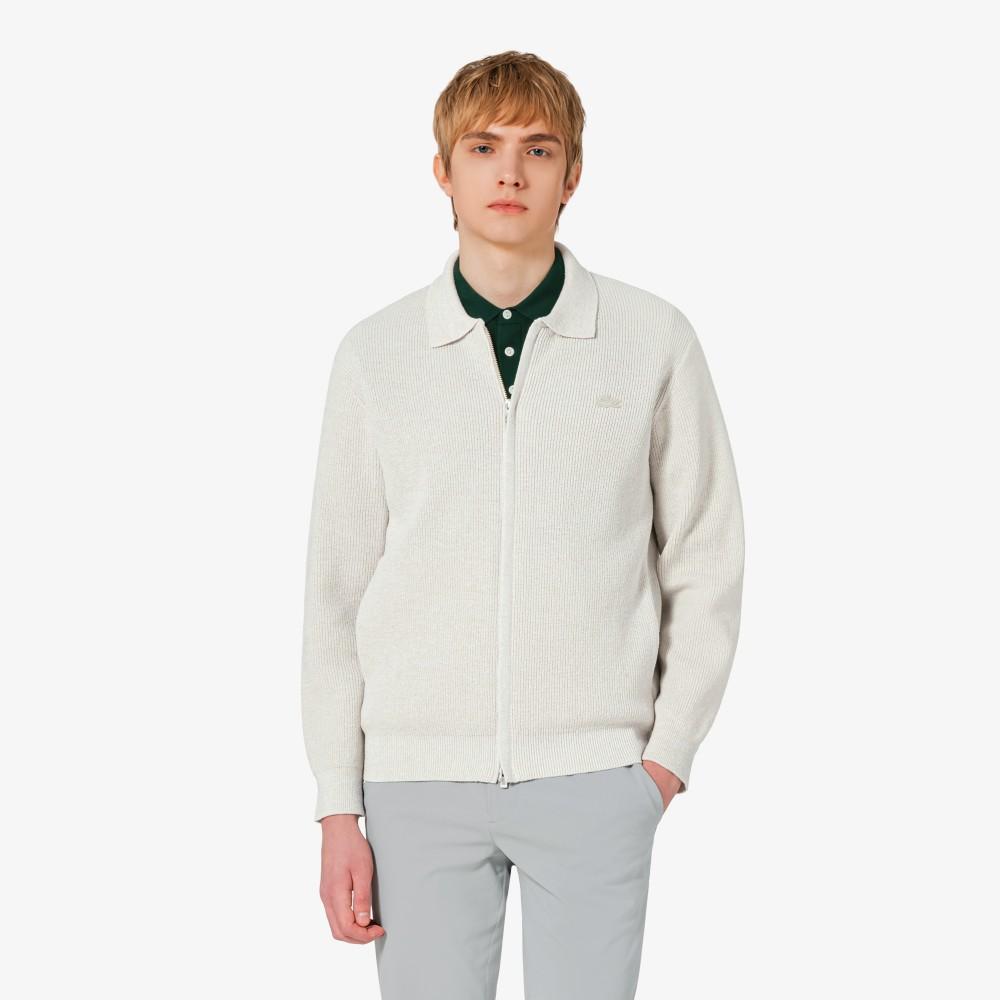 [lacoste] Men's Ribbed Collar Zip-up Cardigan AH403E-56GS7G