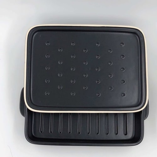 Sento Senga Grill Pan and Plate, Banko Ware, Black, Ceramic, with Lid, Fish Grill, Grill Roaster