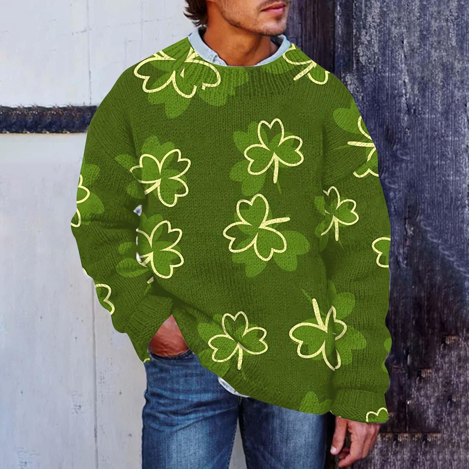 

Мужской принтованный искусственный свитер, толстовка с круглым вырезом, свободный топ с длинными рукавами L армия зеленый