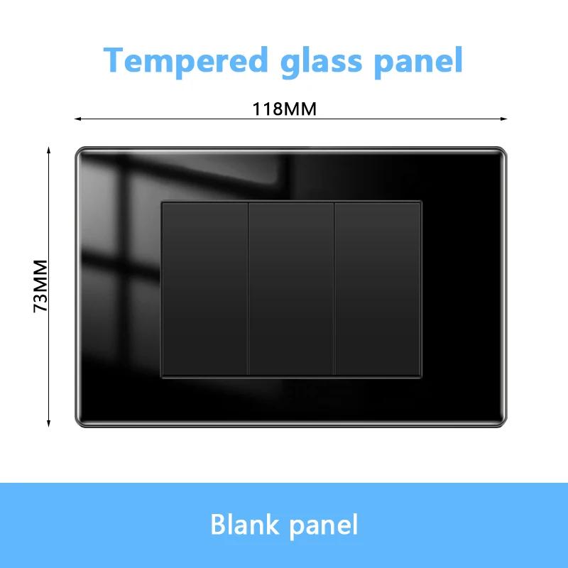 American Black Tempered Glass 15A Light Electrical Switch,US Plug USB Type-c Quick Charge Wall Power Outlet,Mexico Switch Outlet
