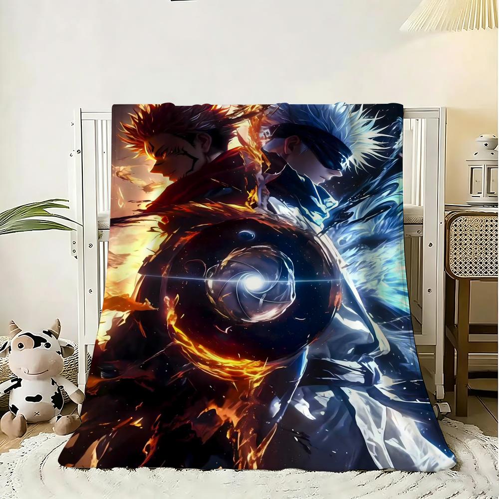 Cartoon Jujutsu Kaisen Throw 240g Flannel Blanket Lightweight Soft Skin-friendly Summer Thin Throw Blanket