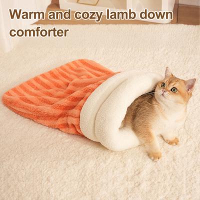 Katzen Kuschelsack Gemütlicher Flauschiger Schlafsack Warme Katzenhöhlenbett Versteck für Haustiere Welpentunnel Kätzchen Beruhigungsbett für Winter Innen Schlafzimmer Wohnung