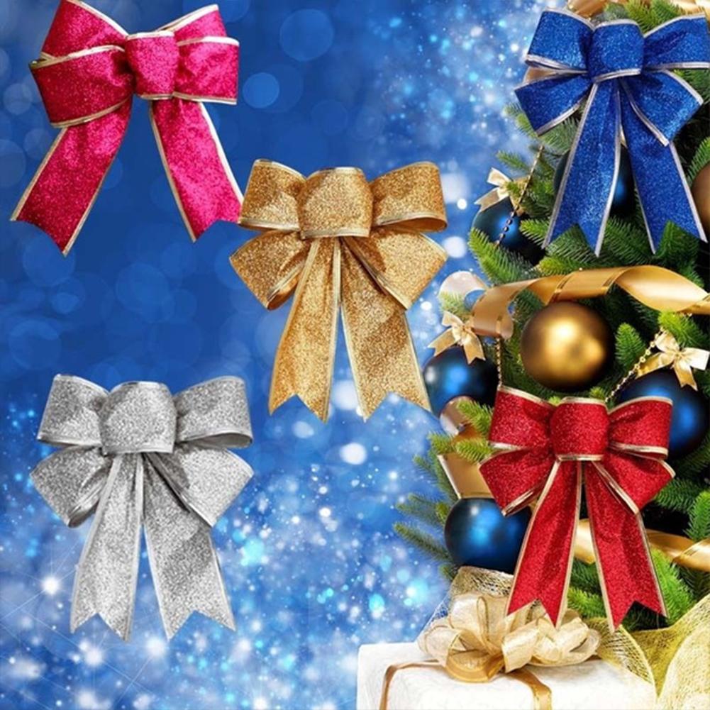 Kolip Bowknot 5 Colors Glittering Powder Bow Christmas Tree Party Gift Christmas Decorations