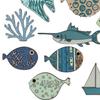 10 Pcs Wood Nautical Wall Decor Rustic Beach Theme Fish Starfish Sailboat Coral Wall Art Coastal Ocean Hanging Sculpture for Living Room Bedroom