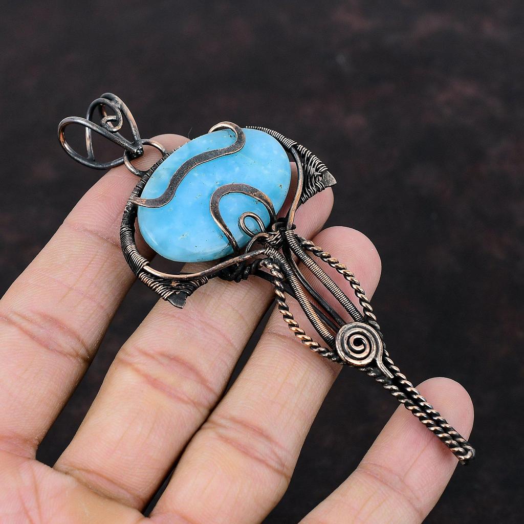 Hemimorphite Pendant Copper Wire Wrapped Pendant Natural Gemstone Pendant Copper Jewelry Gift For Mom Handmade Pendant Hemimorphite Jewelry