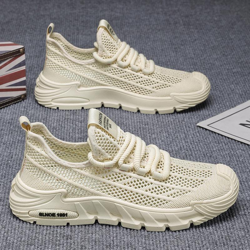 Coconut Shoes Men's Shoes Summer New Breathable Hollow Mesh Shoes Men's Sports Shoes Non-slip Casual Flying Knitted Dad Shoes