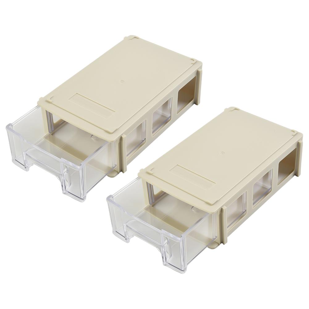 2PCS Stackable Plastic Hardware Parts Storage Boxes Component Screws Toolbox Organizer Combined Cabinet Drawer Case Box