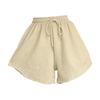 Summer Women Shorts Drawstring High Elastic Waist Shorts Loose Pocketed A-line Thin Casual Sport Homewear Short Pants