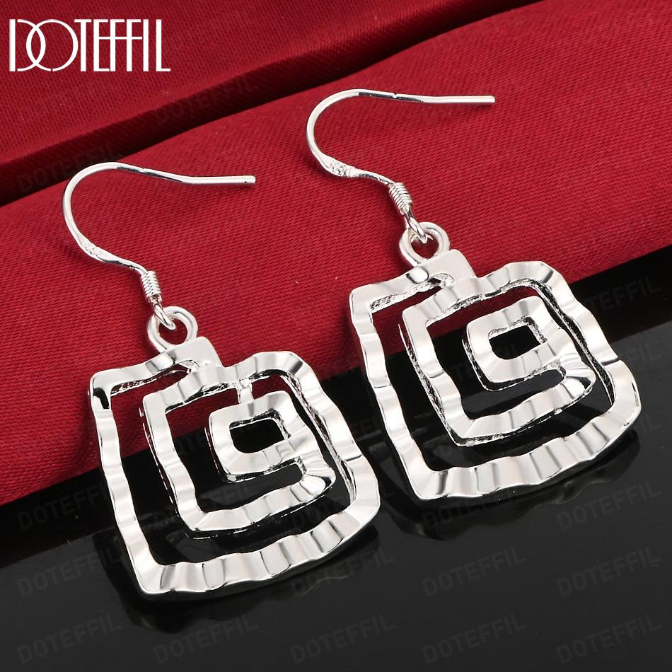 925 Sterling Silver Threaded Pendant Earrings Fashion Gift Jewelry