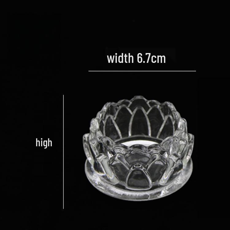 Buddha Offering Lamps: Smokeless Edible Ghee High-Foot Lotus Glass Candlestick Holder