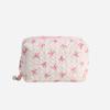 Fashion Bowknit Print Cosmetic Bag Large Capacity Pink Color Storage Pouch Makeup Bag Travel