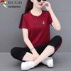 Women's Pure Cotton Casual Sport Set with Capri Pants