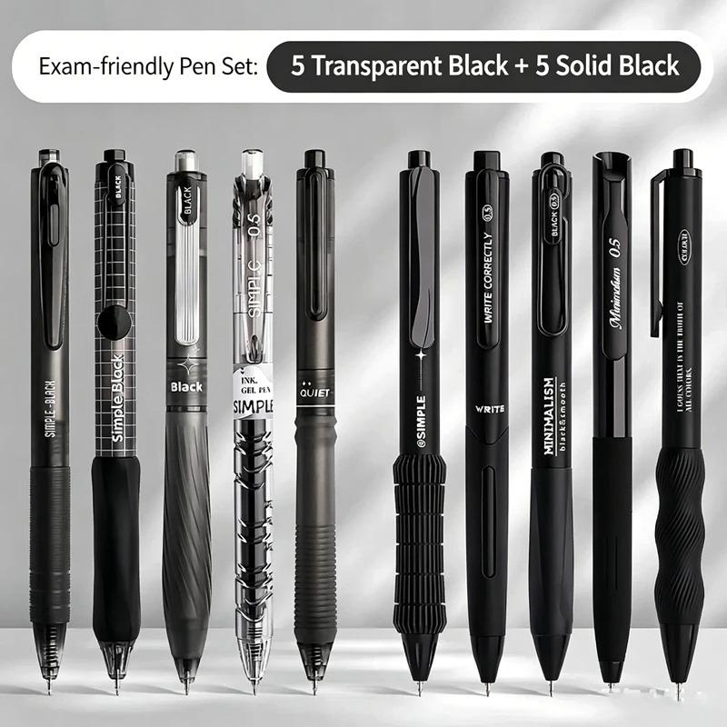 Xiaomi 5/10Pcs Minimalist Transparent 0.5mm Ballpoint Pen Set Large Capacity Quick-Drying Black Gel Pens Fashion Office Signature Pen