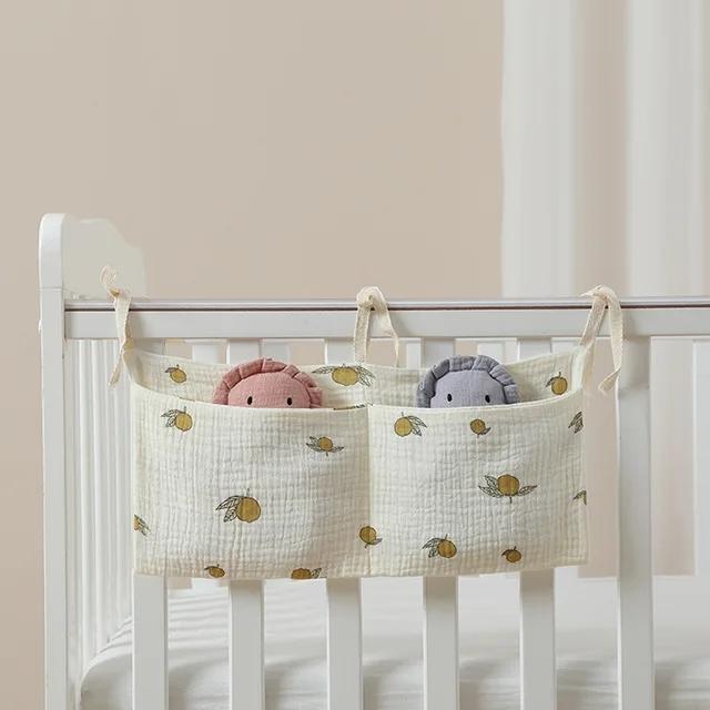 Baumwoll Nachttisch Windeltasche Niedlicher Babyartikel Windelaufbewahrungstasche Organizer Babybett Flaschenwagen Hängende Tasche Bettwäsche-Caddy Stapler