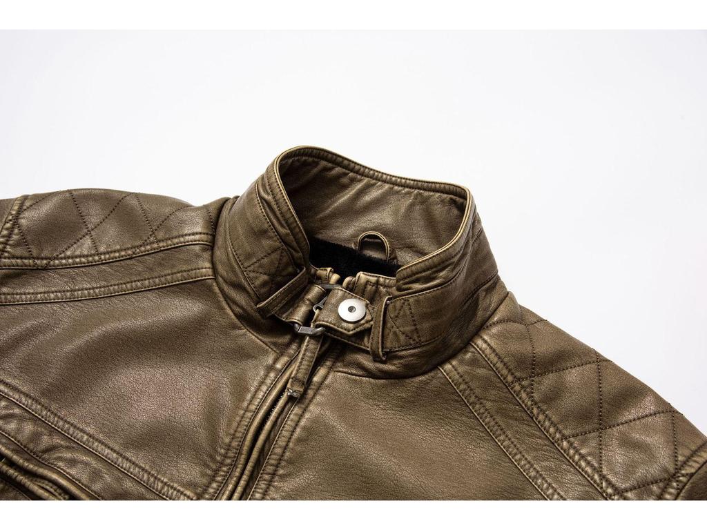 Men's Retro PU Leather Motorcycle Jacket with Pockets
