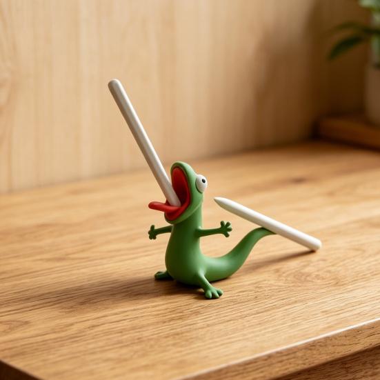 Yousheng 3D Printed Gecko Pen Holder Funny Lizard Pencil Display Stand Cute Small Animal Desk Organizer for Home Office