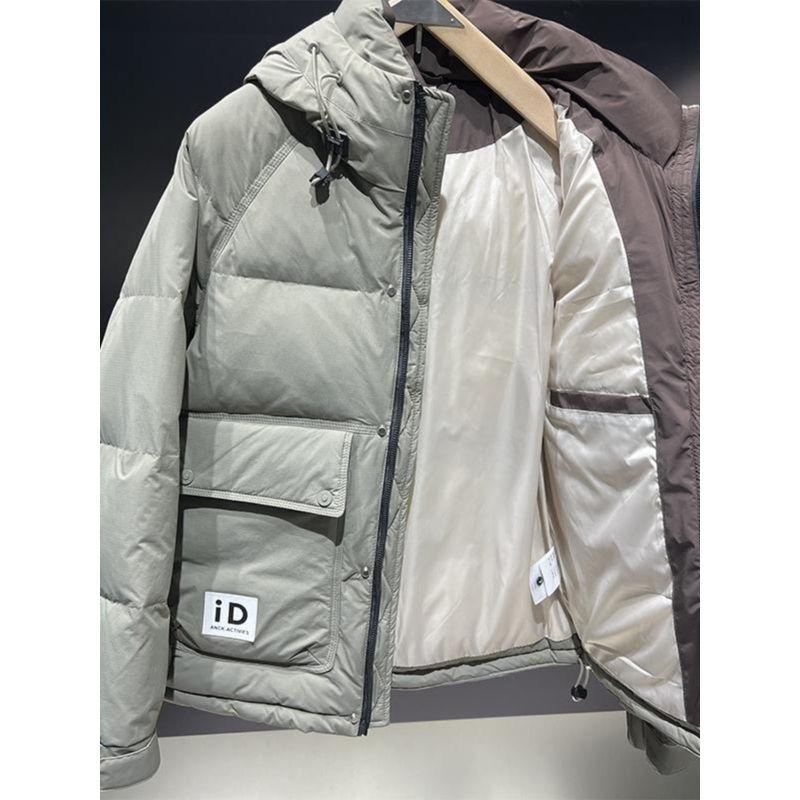 Export Tail Goods Classy Hooded down Jacket Men Winter Tide All-Matching Thick Warm White Duck down Overalls Men