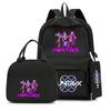 4Pcs/set Anime K-Pop Demon Hunters Printed Backpack with Handbag Pencil Case for Teenager Student Boy Girl Schoolbag Bookbag Large Capacity Travel Bag