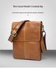 Men's Vintage Genuine Leather Vertical Crossbody Bag - Large Capacity, Vegetable Tanned Shoulder Bag