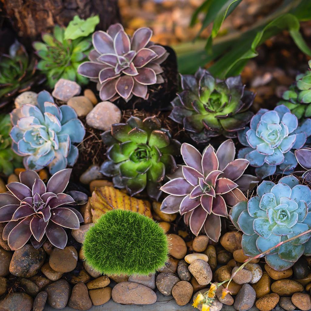 4Pcs Artificial Moss Stones Lifelike Faux Moss Decorative Rocks for Micro Landscape Bonsai Garden Decor Rocks Decorative