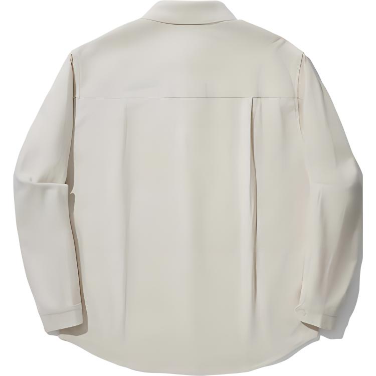 Li Ning Sports Lifestyle Series Casual Minimalist Solid Color Long Sleeve Shirt Unisex Shirts Pearl-White ASHU511-1