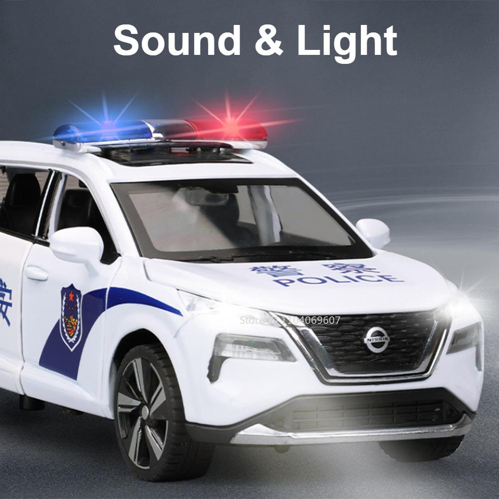 1:32 X-Trail Car Model Toys SWAT Trailing RV Alloy Diecast Polic Cars Sound Light Pull Back Doors Opened Toy Vehicle Boy Gifts