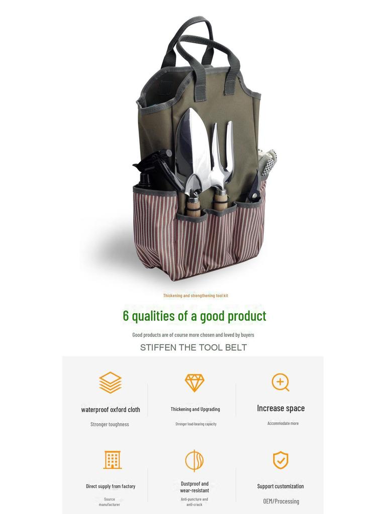 Multifunktionale Gartenschürze mit großem, wasserdichtem Stauraum und Oxford-Stoff für Werkzeuge