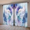 2-Panels The Moon and Dreamy Wings Printed Curtains   Semi Blackout Curtains with Pole Pockets   Suitable for Artistic Home