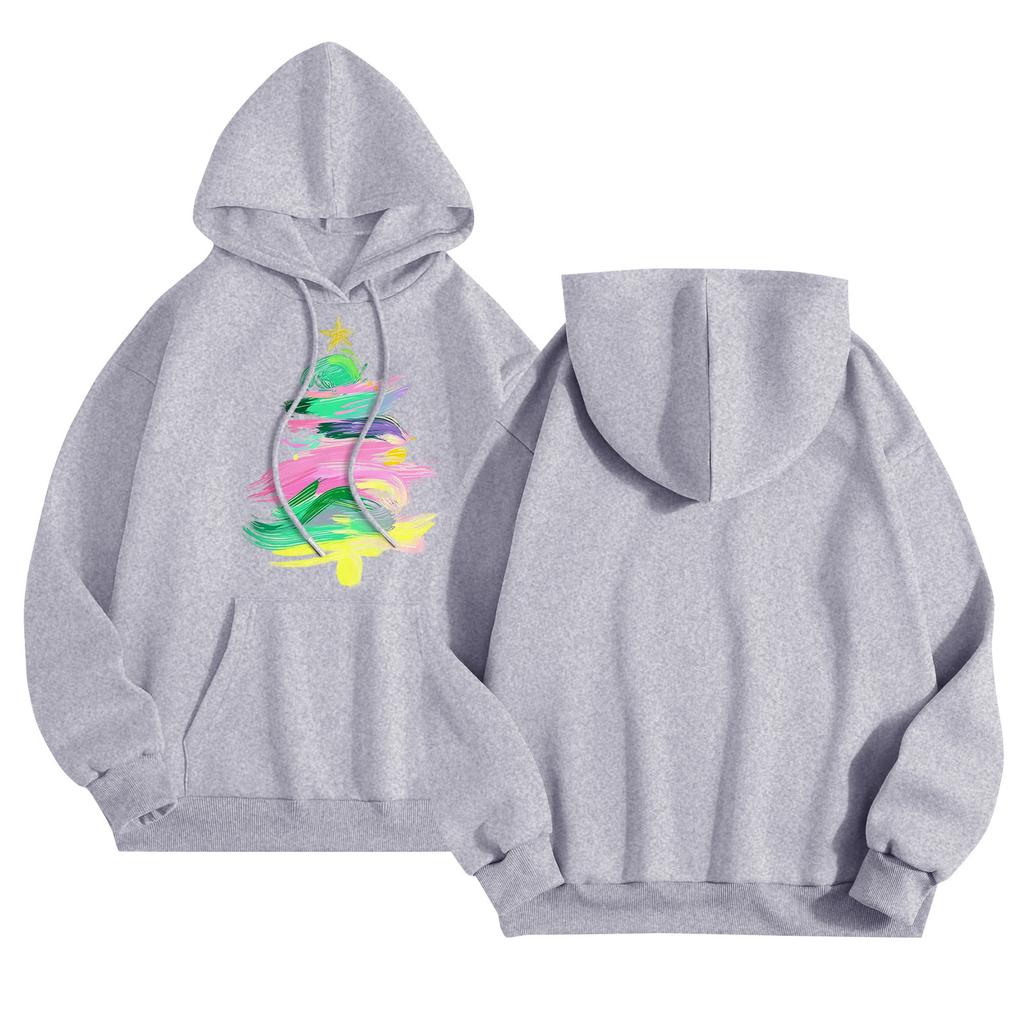 Women's Round Neck Long Sleeve Casual Printed Top Hooded Sweatshirt