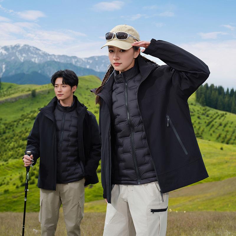 24 years old new national standard jacket men's and women's three-in-one fleece down liner windproof and waterproof mountaineering jacket