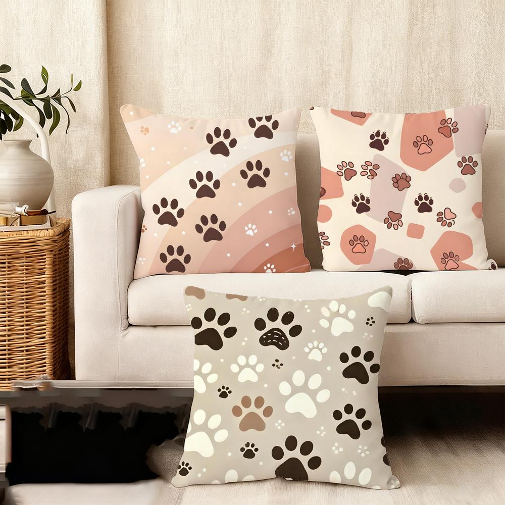 Paw Cute Cushion Cover Plush Fabric Soft DoubleSided Printed Sofa Warm Winter Home Child Gift Pillow Case