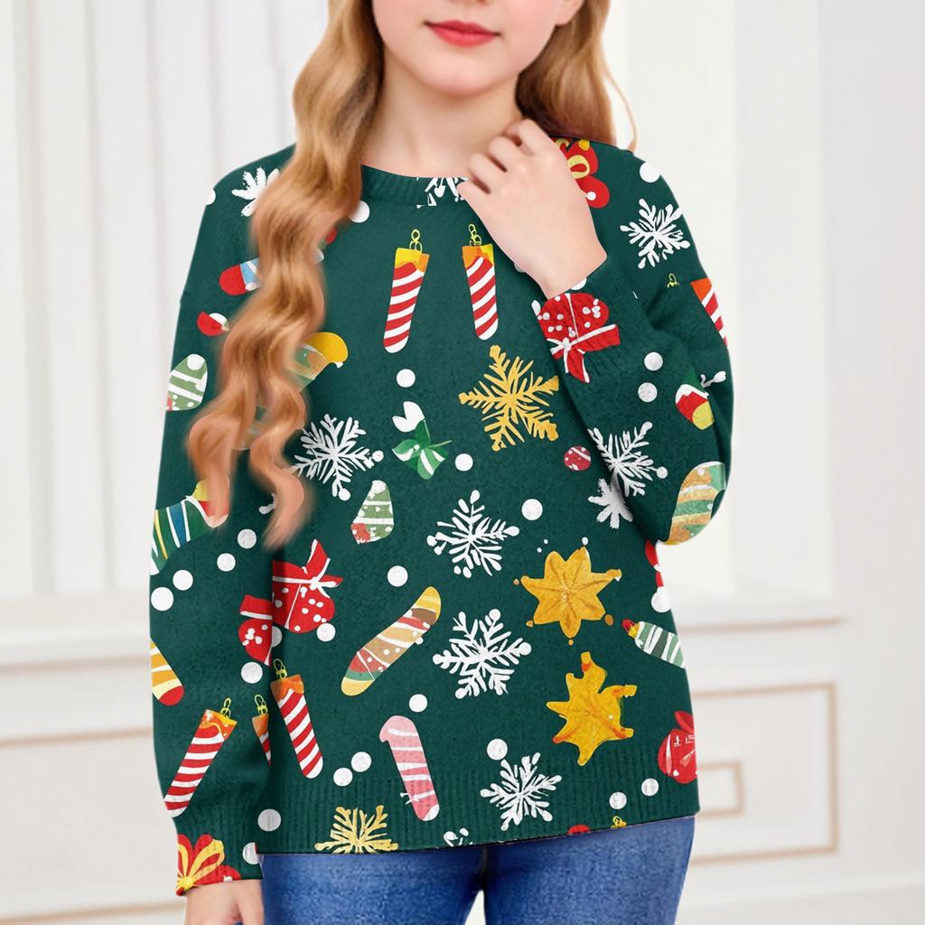 Christmas Day Sweatshirts For Children Boys And Girls Knit Sweater Cute Shirt Fall Crewneck Pullover Tops