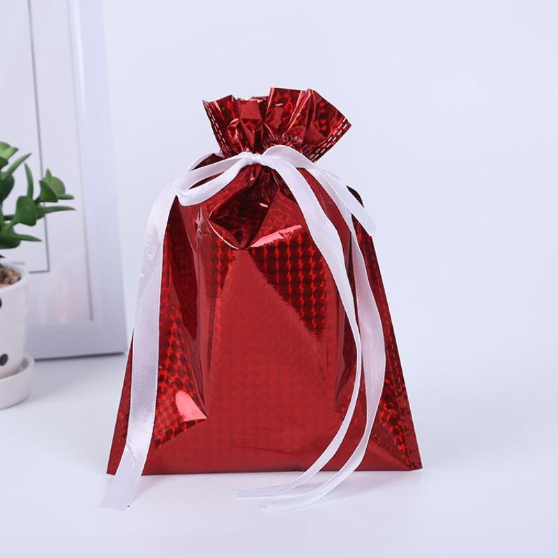 New Christmas Gift Packaging Bag Santa Claus Snowman Printed Drawstring Gift Bag Aluminum Foil Christmas Decoration Products