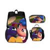 Rucsac, etui, pachet de gheață, Set 3 bucăți, imprimeu desen animat, Grădiniță, copii și elevi