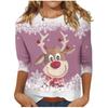 Spring and Autumn Round Neck Christmas Themed Pattern 3D Printed Top Fashionable Casual Long Sleeved Women's T-shirts