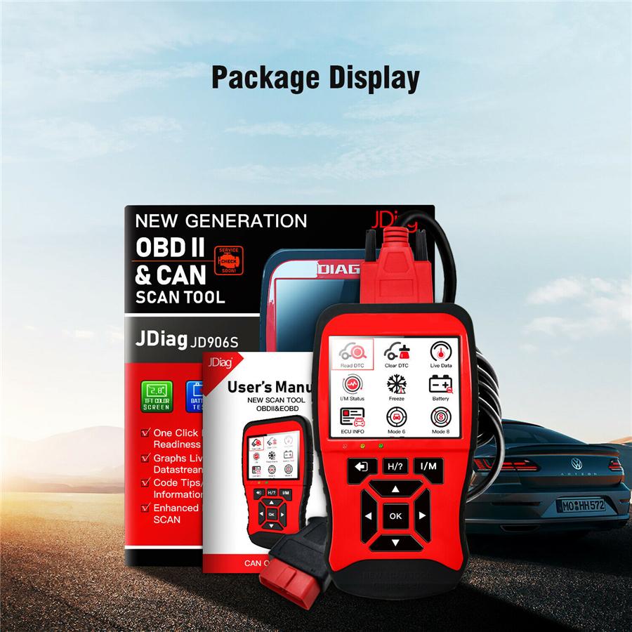 JD906S New Generation Scan Tool Code Reader OBD2 Scanner Mode6/8 I/M