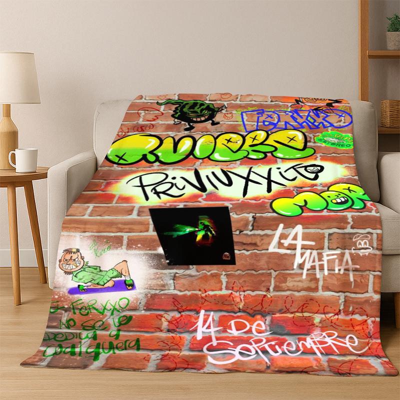 

Feid Ferxxo Hiphop Pop Music Flannel Blanket Soft Warm Blanket Throw Blanket for Bedroom Living Room Bed Travel Picnic Gift 75x90cm