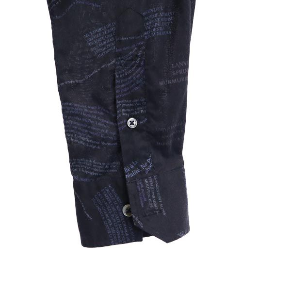 Lanvin Made In Japan Logo Print Long Sleeve Shirt 48 Navy System Men's Used